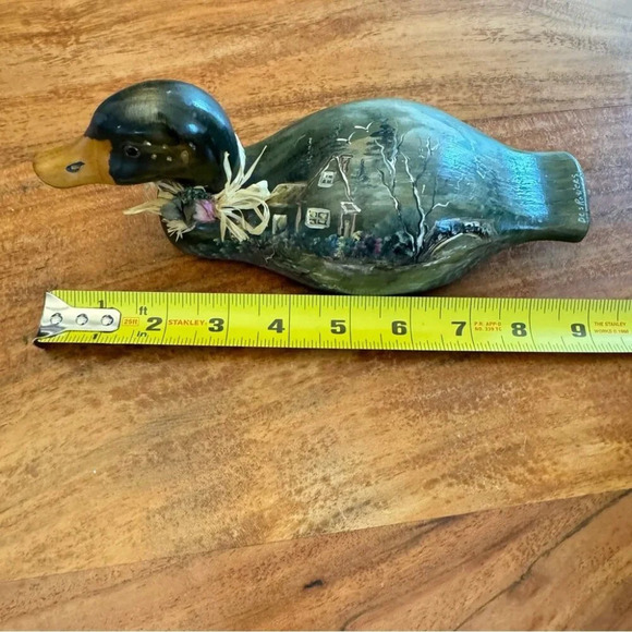 Vintage Handpainted Wooden Mallard Duck Signed M. DesRosiers - Picture 9 of 17